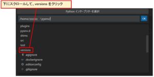 「versions」をクリック