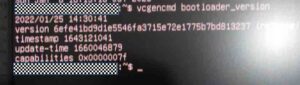 vcgencmd bootloader_versionコマンドの様子