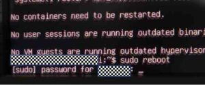 sudo rebootコマンド後のパスワード入力待機状態