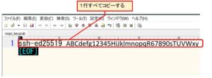 拡張子.pubファイルをテキストエディタで開き、１行をコピーする