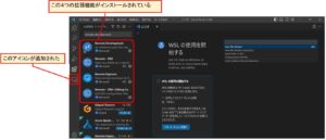 VSCode拡張機能Remote Development関連が４つインストールされた