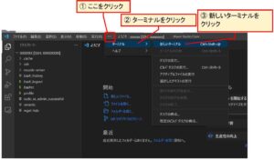 新しいターミナルをクリック